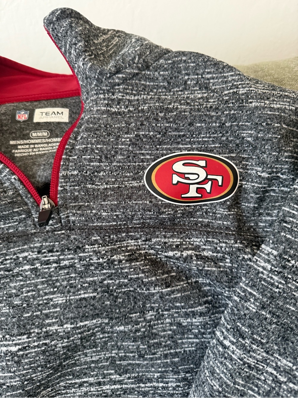 NFL San Francisco 49ers Gray Marled Quarter-Zip Pullover Size Men’s Medium